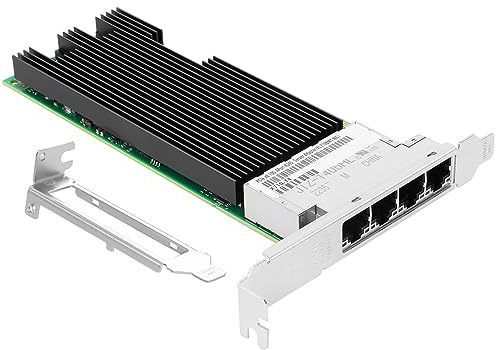 Euqvos Tarjeta de red Ethernet PCIe para chipset Intel X710-T4 XL710BM1 PCIe 3.0 X8 10Gb 4 puertos RJ45 LAN compatible con Windows Server/Windows/Linux/VMware/ESX