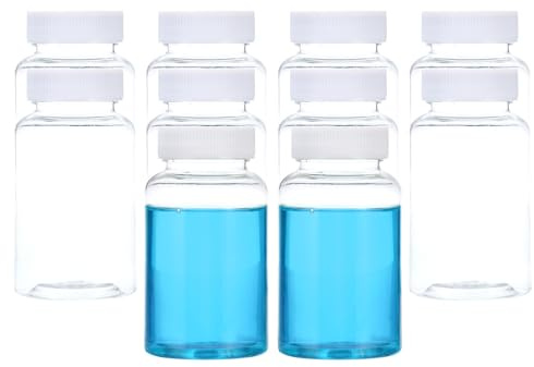 PATIKIL 10 Stück 200 ml Kunststoff Flasche, PET Weithalsflasche Rundflaschen mit Schraubverschluss für die Lagerung von Labormedien, Pillenflaschen Wasserprobenflaschen, transparent