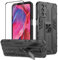 Btstring Case for Oppo A54 5G / A93 5G / A74 5G and Screen Protector Tempered Glass, Heavy Duty Shockproof Tough Armour Case with Stand Protective Personalised Phone Cover - Black