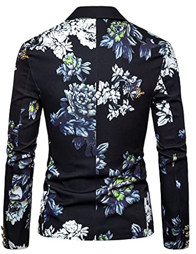Stampa Top Uomo Matrimonio Casual Cappotto Elegante Outwear Suit Business Party Cappotti e Giacche da uomo con Memoria, Nero , XXXL