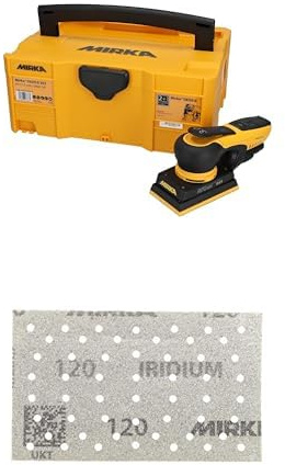 Mirka DEOS II 353 Ponceuse vibrante en coffret 81x133mm 300 W Ponceuse à faibles vibrations pour un ponçage sans poussière du bois, des cloisons sèches et du métal avec abrasif auto-agrippant