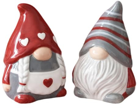 PRETYZOOM Gnome Salt and Pepper Shakers Set Ceramic Seasoning Bottles for Kitchen Spice Storage Compact Gnome Pepper Shaker for Dining Table Cooking and Gift Use