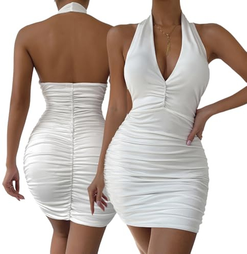 Hanaoops Vestito Donna Sexy Nero Aderente Mini Abito da Sera Senza Maniche Estate Schiena Scoperta Corto Tubino Elegante Casual Miniabito da Discoteca Cocktail