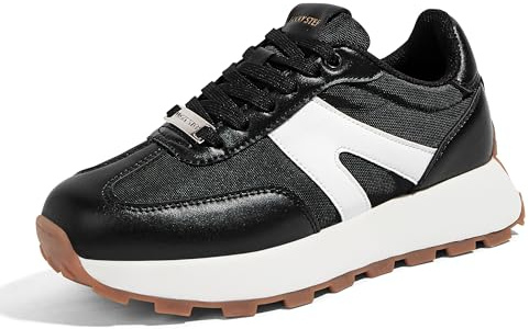 LUCKY STEP Zapatillas de Plataforma para Mujer – Clásicas y Retro, Zapatos de Moda con Cordones para Correr, Tenis y Uso Diario