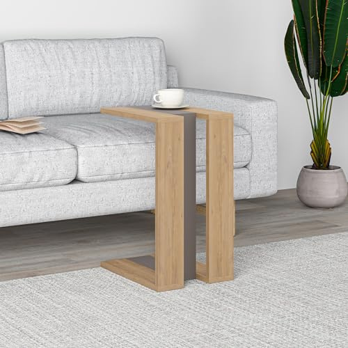 C Table für Wohnzimmer| kompakter Coffee Table als Side End Table mit zwei Ebenen| platzsparendes Design für Sofa und Relaxsessel| einfache Montage| 40 x 30 x 57 cm (Eiche, Helle Mokka, Eiche)