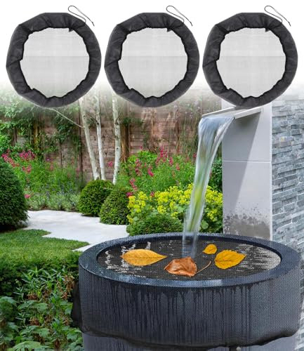 3 PCS Filet pour Citerne de Pluie, 80 cm Housse pour tonneau de Pluie avec Cordon de Serrage, Filet de Protection pour Tonneau de Pluie, De Pluie Ronde,Protection Contre Les Moustiques et Les Feuilles
