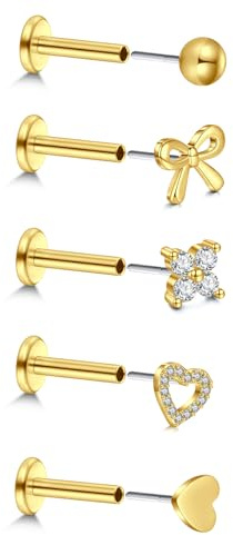 QSKISS 20g Niedlich Tragus Piercing Flach Zurück Ohrringe 6mm Threadless Nasenstecker Labret Knorpel Lippe Medusa Conch Hypoallergenic Für Frauen Männer