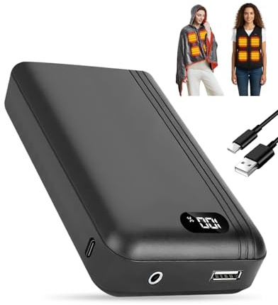 20,000mAh Portable Power Bank for Heated Vests & Jackets 7.4V/3A Rechargeable Battery Pack Slim & Lightweight Backup Power for Phones Tablets and USB Devices