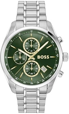 BOSS Chronographen-Quarzuhr mit Kalender für Herren Kollektion Grand Prix 44 mit Edelstahl- oder Lederarmband