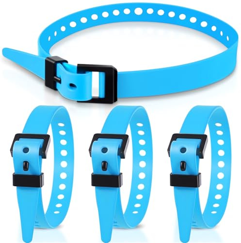 Blulu 4 Pack Reusable Industrial Straps 20 Length Reliable Tension Straps for Securing Bike Motor Gear -70 Lb. Working Load, Elastic Cable Ties for Welders Skis, Garden Hoses (Blue)