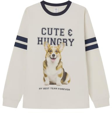 SPRINGFIELD Camiseta De Manga Larga Corgi Cute & Hungry, Blanco, 7-8