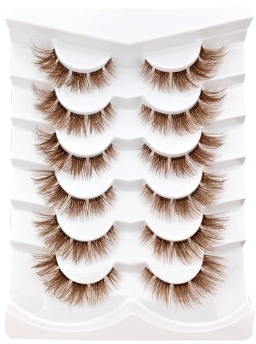 6 Paare Brown Clear Band Falsche Wimpern Katzenauge, Cat-Eye Natürliche Künstliche Wimpern Extensions,Künstliche Cluster Wimpern Natürlich Look Faux Mink Wimpern(AS01)