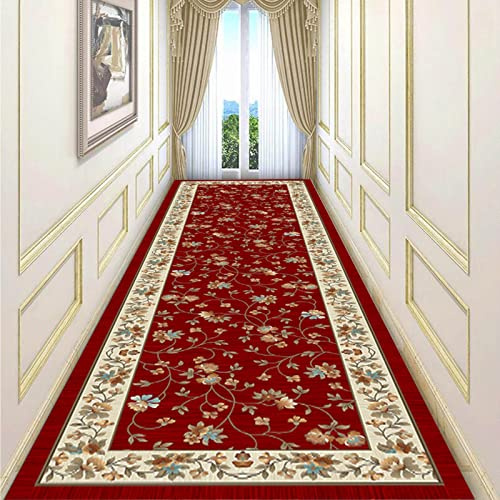 Tappeto tradizionale rosso per corridoio, passatoia per ingresso, scale e corridoi, tappeto lungo, 100 x 600 cm, decorazione durevole ed elegante