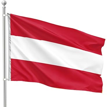 FLAGLY Österreich Flagge 90 x 150 cm – wetterfest & UV-beständig – reißfestes Fahnenpolyester mit stabilen Ösen – ideal für Garten, Balkon & Events, Österreichflaggen