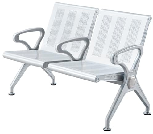 QSNYJPL Chaises de Réception 2 Places, Chaise Visiteur avec 3 Accoudoirs, Chaises de Réception en Acier Laminé à Froid avec Traverse pour Aéroport, Banque, Hôpital