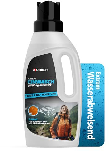 SPRINGER HX4100 - Einwaschimprägnierung 500 ml - Made in Germany - Wash-In-Imprägnierer für Outdoor-Kleidung - Wasser- & schmutzabweisende Textilimprägnierung - Ideal für Waschmaschinen