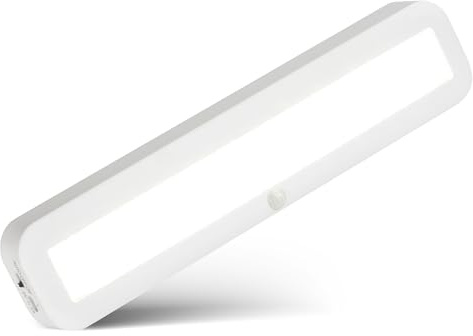 BRILONER - LED Unterbauleuchte Küche mit Bewegungsmelder, Akku, neutralweißes Licht, selbstklebend, LED Leiste, Schrankbeleuchtung, Treppenbeleuchtung, Unterschrank Beleuchtung, 30,5x6,5x2 cm, Weiß