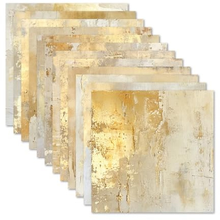 24 PCS 6 Scrapbook Papier Set, Shabby Gold Muster Designpapier 15,2x15,2cm, Fotoalbum-Scrapbook-Hintergrundpapier, Designpapier, Motivpapier, für Scrapbooking, Origami und DIY Kartenherstellung