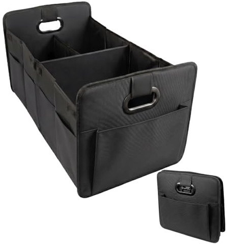 Snugkin Kofferraum Organizer Auto Faltbare Kofferraumtasche mit verstärktem Boden & stabilen Tragegriffen Große Kapazität Aufbewahrungsbox für Reisen, Camping & Einkauf (Schwarz)