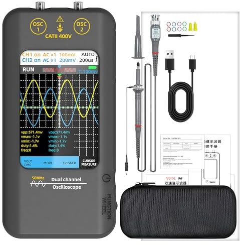 Osciloscopio digital 3 en 1 con pantalla táctil, multímetro digital y generador de señal, doble canal, 50 MHz, herramientas de osciloscopio automático, probador gráfico