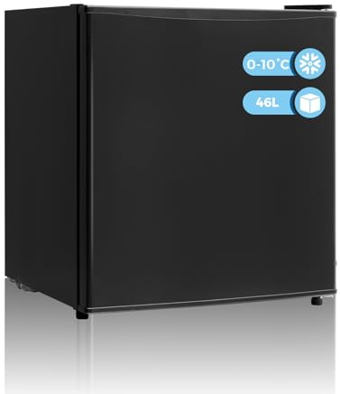 Techomey Petit Frigo, 46L, Mini Réfrigérateur, 0-10℃, Silencieux, Porte Réversible, Mini Frigo pour Maison Bureau Hôtel Appartement, Noir