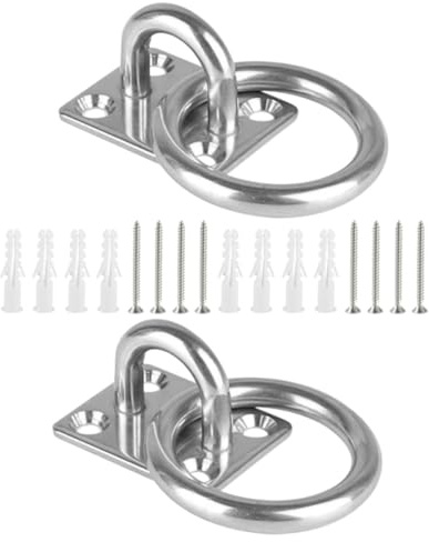 OUNONA Ganci in Acciaio Inox per Feste Estive, Gancio per Carichi Pesanti Piastra di Ancoraggio Resistente e Facile Installazione, per Amache e Vele Ombreggianti
