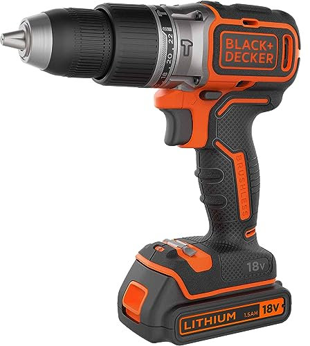 BLACK+DECKER BL188K Taladro percutor motor brushless 18V incluye bateria de litio 1.5Ah y maletin