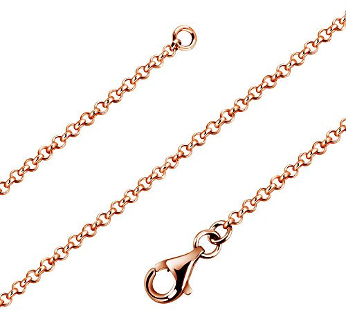 Avesano Erbskette Damen 925 Silber 1,7 mm Rolo Kette 24K Rosé vergoldet „Made in Italy“ - Sterling Silber Halskette ohne Anhänger - Silberkette 42 cm - Geschenkidee für Frauen 101011-442