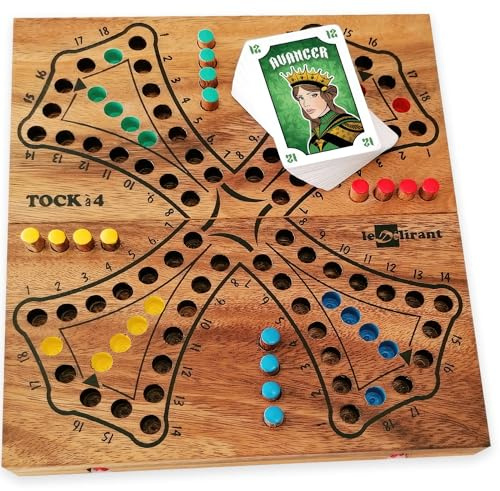 LEDELIRANT - Tockspel med 4 spelare - innehåller 54 kartatoc-kort - hantverk av massivt akaciaträ - franskt varumärke - från 6 år - familjebrädspel.