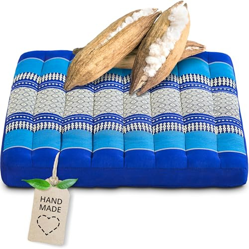 livasia Sitzkissen Stuhlauflage groß - 50x50x6cm - Bodenkissen Indoor/Outdoor, Meditationskissen Yogakissen, Stuhlauflage für Palettenmöbel, Steppkissen für Stuhl und Bank (Blau)