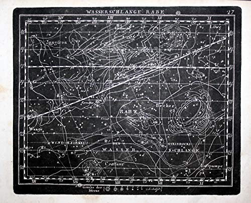 Wasserschlange, Rabe - Wasserschlange Rabe Himmelskarte Sternenkarte Sternkarte Sternzeichen Tierkreiszeichen Star chart Astrological sign
