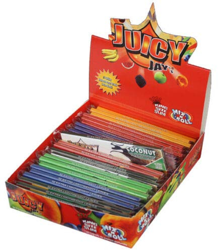 RAW 18434 Juicy Jay´ S KS Slim-MixnRoll-Mixed Box-24 Heftchen a 32 Blatt, Rot, S