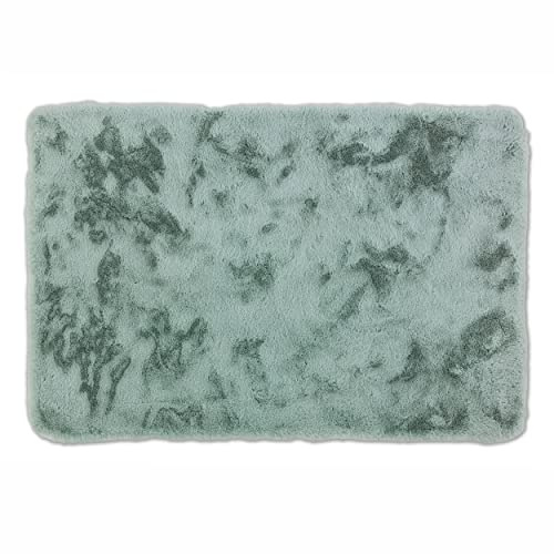 Flauschiger Badezimmerteppich waschbar - Mint 60 x 90 cm (Rechteckig) | Weiche Badematte rutschfest Badewannenmatte Badezimmer Duschmatte Badematte nimmt Feuchtigkeit auf Fußbodenheizung geeignet