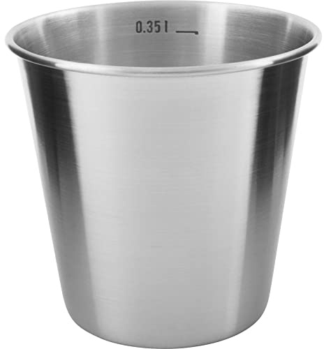 Tatonka Edelstahl-Becher Mug 350ml - Einwandiger Trinkbecher mit 0,35l Volumen und Volumenskalierung - Lebensmittelecht, unzerbrechlich, schadstofffrei - Ø 9,5 x 9 cm