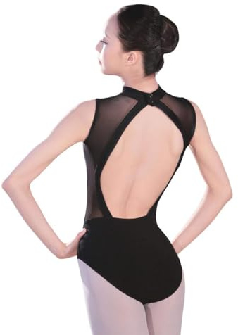 Daydance Sleeveless Black Women Dance Leotards High Neck Ballet Outfit with Open Back