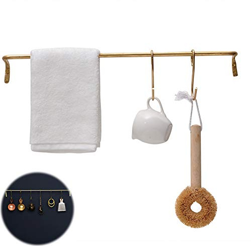 XXSC-ZC Messing Hanging Rod, S Messing Haken zum Aufhängen, Heavy Duty, Multifunktionswandhalterung Haken, Badezimmer Küche Organizer,80cm