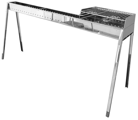 Cuocispiedini ed Arrosticini con Barbecue a Carbone 120 cm Milano Grill 80+40 Plus (cm120) in Acciaio Inox Specchiato