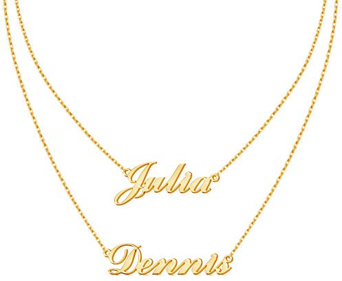 EVER2000 Personalisierte 925 Silber Namenskette 18K Gold/Rosegold/Silber Kette für Damen,Herren, Freundin, Mutter, Schwester Geschenk