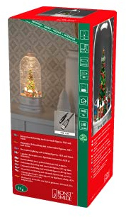 Konstsmide LED Wasserlaterne, weiß, Weihnachtsmarkt, rotierend, mit an/aus Schalter, 5h Timer, 1 warm weiße Diode, batteriebetrieben & USB, Innen, 0, 1W, Batterie: 3 x C 1, 5V (exkl.) - 4261-200