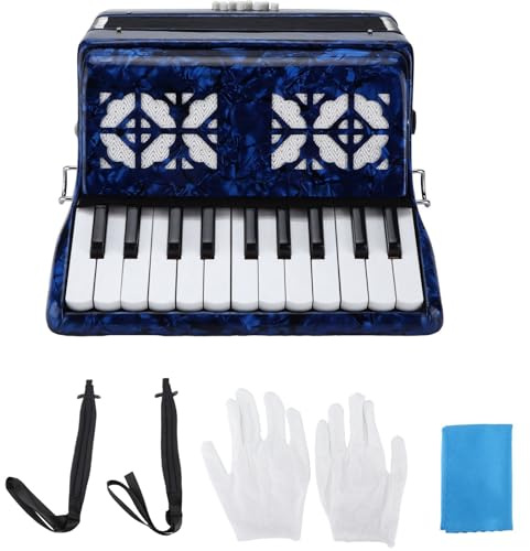 Piano Accordion 22 Key 8 Bass, Blue, Adjustable Strap