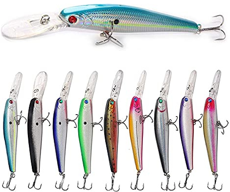 caihuashopping Kunstköder Angelköder Set Hart Elritze Forelle Köder mit Rattle Wobbler Köder Swimbait Crankbait mit 3D Fischen Augen 10pcs Kunstköder Gummifische