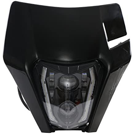 JFG RACING Faro Anteriore Moto LED,Mascherina con Faro Moto E24 Luce di Marcia Diurna per SX SXF XC XCF XCW EXC EXC SMC SMCR Motocross Enduro Supermotard-Nero
