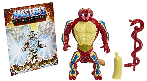 MASTERS OF THE UNIVERSE ORIGINS Rattlor Actionfigur - 16 bewegliche Gelenke, Retro-Design, inklusive Mini-Comic-Heft, für Fans ab 6 Jahren und erwachsene Sammler, HKM67