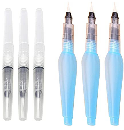 YANWANDEFA Watercolour Brush Pen Set Pack of 6 Watercolour Paint Pens Refillable Painting Brushes Plastic Aqua Pens for Watercolour Oil Acrylic Painting Watercolour Calligraphy