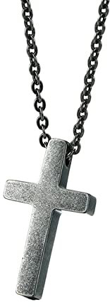Ayoiow Anhänger Männer Kette, Edelstahl Halsketten Herren Kreuz Halskette Grau
