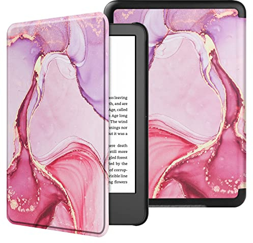 VOVIPO Slimshell Protective Case for All-new Kindle 6 Inch(Fits 2024 and 2022 Releases only,Thin and Lightweight, Foldable Protective Cover-Marble Pink