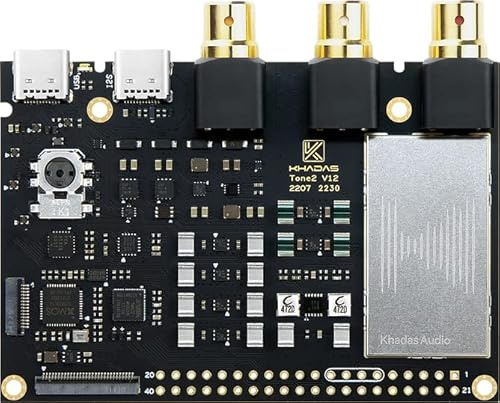 Khadas Digital bis analoger Audio-Wandler Tone2 Maker Kit Hi-Fi Mini Desktop DAC mit ausgewogenem RCA, ES9038Q2M, DSD512 (nativ), PCM768, XMOS XU208, Hi-RES-Audio DAC, S/PDIF-Eingang für Maker, DiY