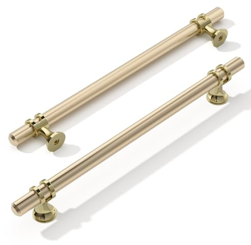 FURNIWARE 10 st möbelhandtag, 192 mm mellanhålsavstånd möbelhandtag, skåphandtag, köksskåpshandtag, används för dörrhandtag på badrumsdörr, garderob, guld + oxiderat glansigt guld