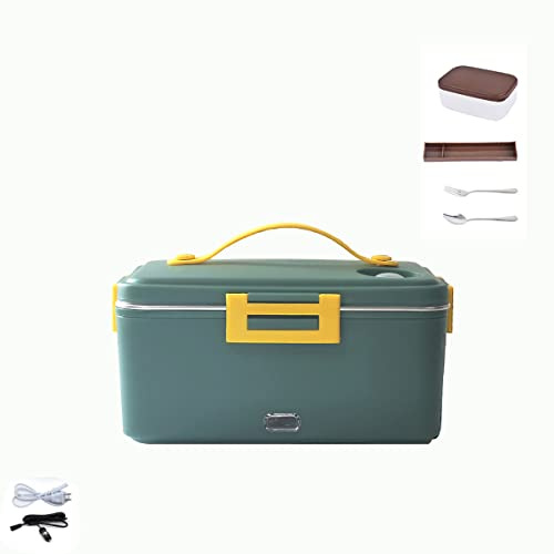 Samnuerly Fiambrera térmica, 80w Bento Fiambrera térmica 2 en 1 Cajón Almacenamiento de vajilla Contenedor de Alimentos eléctrico de Acero Inoxidable Microondas portátil