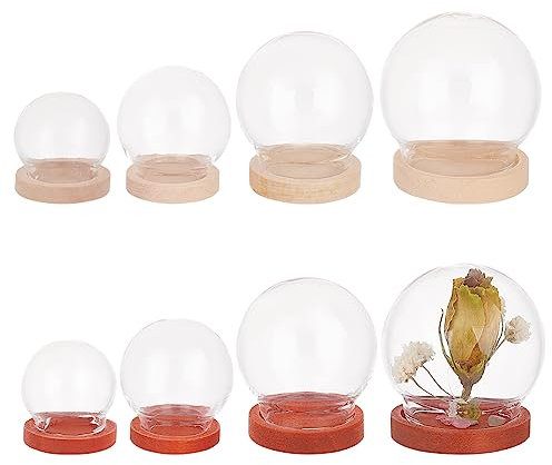 PH PandaHall 8 Sets Glaskuppel-Cloche 4 Größen Glasglocke Mit Sockel 2 Farben Glaskuppel Dekorative Gläser Vitrine Für Blumen Pflanzen Sukkulenten Aufbewahrung Zuhause Weihnachten Party Gastgeschenk
